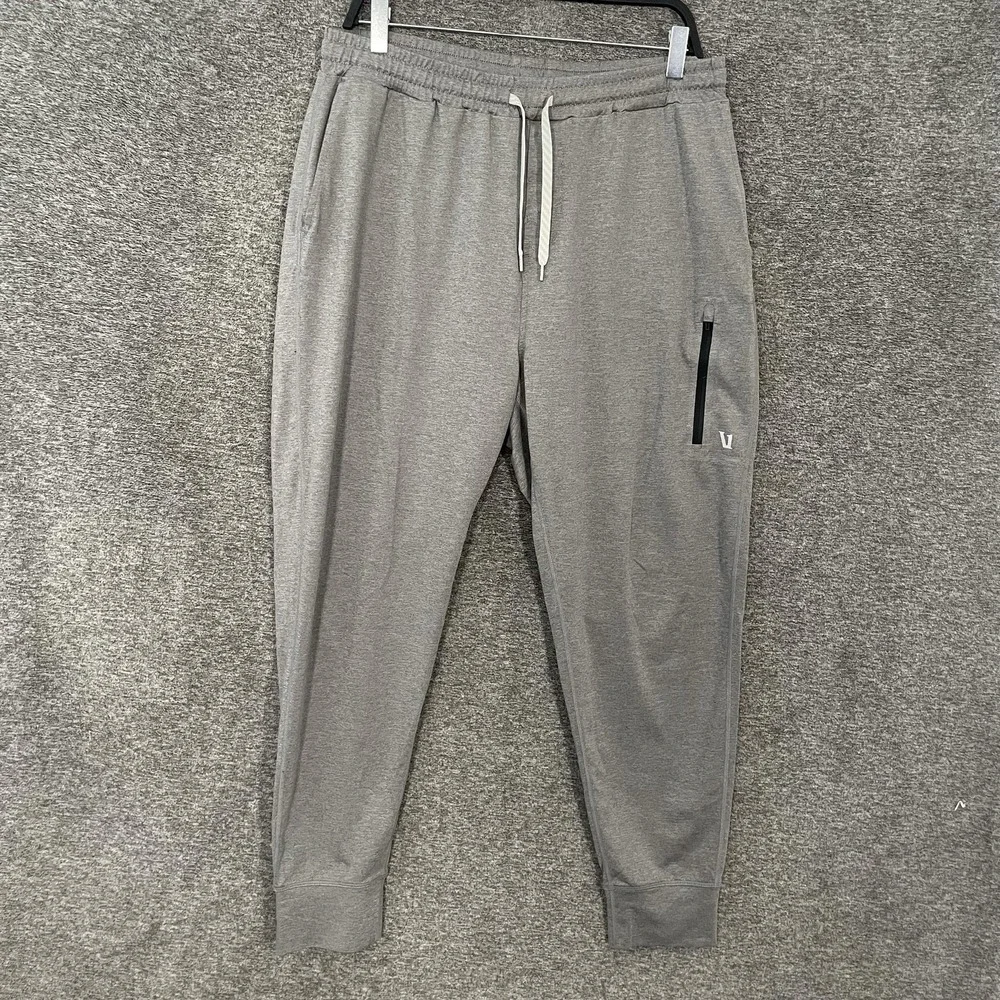 Vuori Sunday Performance Jogger Pants Mens XL Gray Jersey Knit Zip Athletic